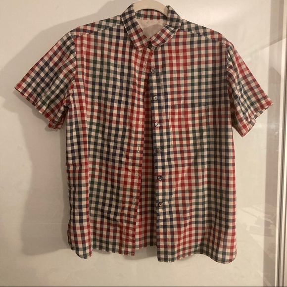 Unique vintage plaid bottom down shirt - Picture 2 of 3